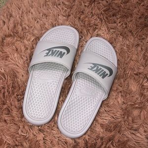 Lavender Nike slides